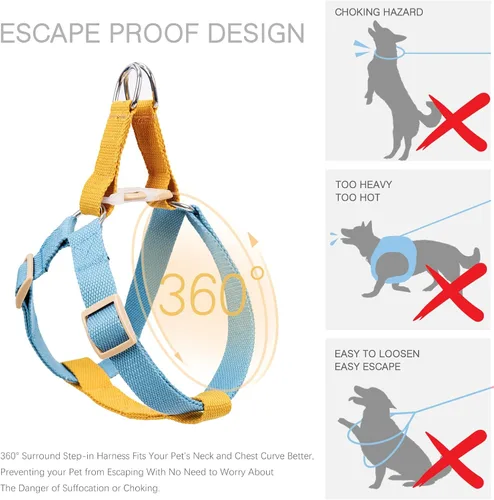 Miniatura 7 de Juego de arnés y correa para perro sin tirones, collar de perro, arnés halter para perro con soporte para bolsa de excrementos, correas ajustables