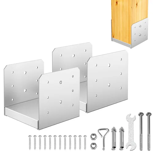 Miniatura 14 de Base de poste de 8 x 8 pulgadas, 2 soportes de anclaje ajustables de acero inoxidable (interno de 7.5 x 7.5 pulgadas), base de poste ajustable