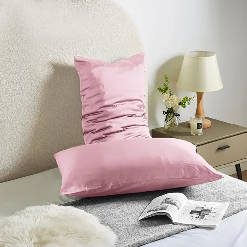 Miniatura 2 de Fundas de almohada de seda para cabello y piel, de seda de morera, suave, transpirable, lisa de ambos lados, de seda natural, con cremallera, 1 Rosa