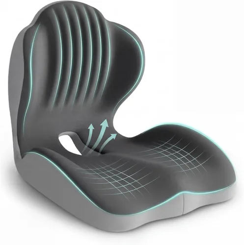 Miniatura 9 de Cojín de asiento ergonómico, cojines de asiento para silla de oficina con diseño integrado en forma de L, cojín ortopédico de espuma viscoelástica