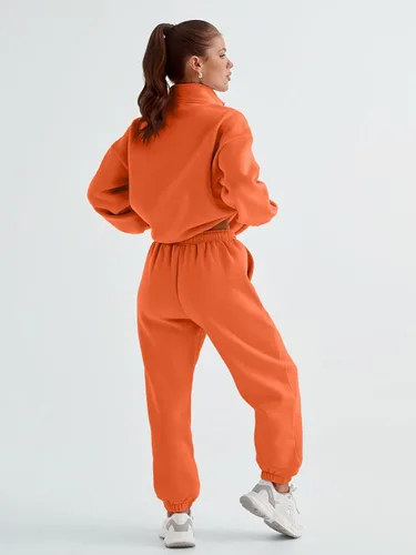Miniatura 4 de AUTOMET Womens 2 Piece Outfits Long Sleeve Sweatsuits Sets Half Zip Sweatshirts with Joggers Sweatpants