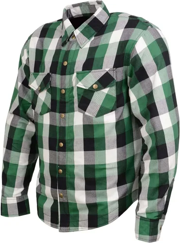 Miniatura 12 de Camisa de motociclista Milwaukee Leather para hombre, de franela a cuadros con fibra de aramida y armadura, Mediana MPM1654