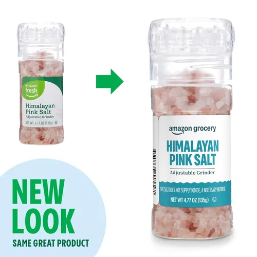 Miniatura 3 de Amazon Grocery, Molinillo ajustable de sal rosa del Himalaya, 4.77 onzas (anteriormente Amazon Fresh, el embalaje puede variar)