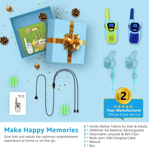 Miniatura 7 de Walkie Talkies para Niños de Topsung 2 Pack NOAA Walkie-Talkies para Adultos Recargables de Largo Alcance Radios de 2 Vías para Familia, Equipo