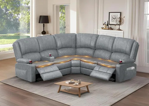 Miniatura 38 de Yolsali Sofá reclinable, sofá reclinable manual de 3 plazas con cojín de 2 niveles, sofás reclinables para sala de estar con consola removible
