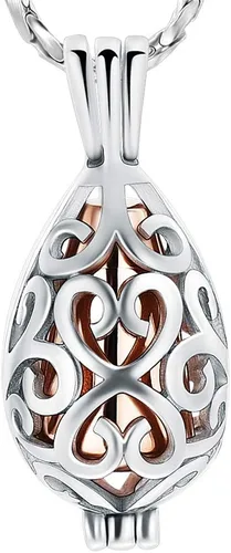Miniatura 22 de Imrsanl Joyería de cremación para cenizas – Collar con colgante de cenizas de flor de loto con mini urna de recuerdo, joyería conmemorativa