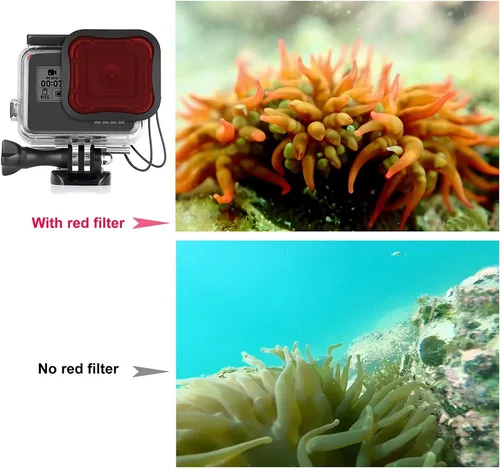 Miniatura 5 de Filtro de buceo para GoPro 7, 6, 5, Super Suit - Juego de 4 filtros de carcasa de buceo (color rojo, magenta, rosa esnórquel, filtro macro)