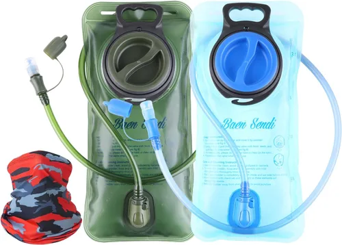 – Bolsa de hidratación de 2 litros/70 oz – Pack de 2 (1 pieza azul + 1 pieza verde armado) – Paquete de hidratación sin BPA de reemplazo, para