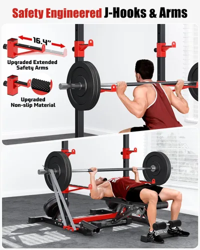Miniatura 5 de YOLEO Smith Machine & Squat Rack Combo, Multi-Functional Power Racks with Adjustable Width & Pull-Up Bar, Cable Crossover Power Cage, Independent