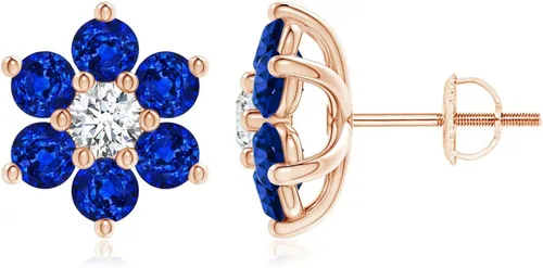 ANGARA Aretes de zafiro azul natural para mujeres y niñas en oro macizo de 14 quilates, platino Regalo de joyería de piedra natal de septiembre