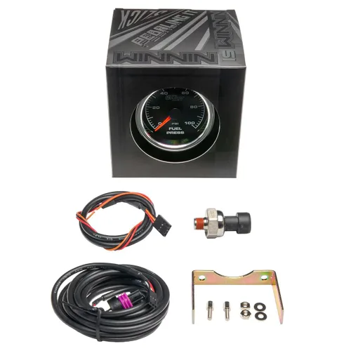 Miniatura 7 de GlowShift Kit de medidor de presión de combustible Racing de 2-5/8 pulgadas de 100 PSI, incluye sensor electrónico, esfera negra, retroiluminación