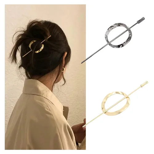 Ycfesh - 2 pasadores de metal vintage para el cabello, pinzas geométricas para el cabello, horquillas doradas, pinzas circulares minimalistas,