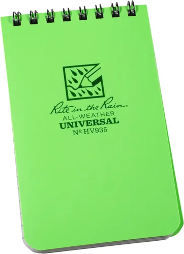 Miniatura 2 de Rite in the Rain - Cuaderno con espiral superior, 3 x 5 pulgadas, cubierta color verde fluorescente Hi-Viz, patrón de página universal, paquete de 3