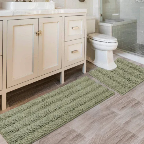Miniatura 73 de H.VERSAILTEX - Alfombras de baño, juego de 2 piezas, alfombra de contorno para baño, juego de alfombras para inodoro, alfombra antideslizante