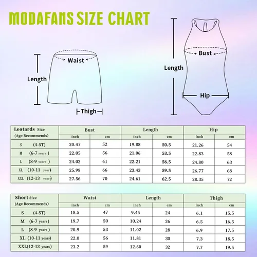 Miniatura 6 de MODAFANS Leotardos de gimnasia para niñas con pantalones cortos, con cierre de baile, ropa deportiva