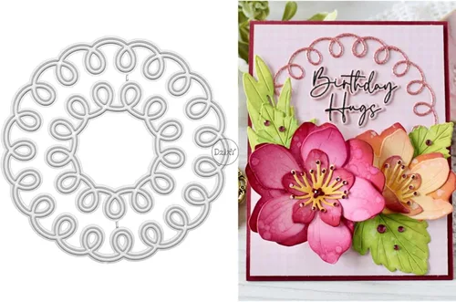 Miniatura 15 de DzIxY Juego de troqueles de corte de metal de encaje con flores antiguas para hacer tarjetas, juegos de troqueles de papel de gofrado, plantillas