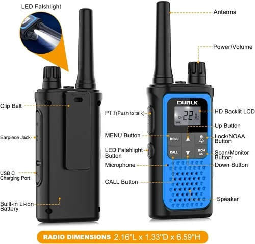 Miniatura 7 de Walkie Talkies para adultos de largo alcance, paquete de 2 walkie talkies recargables, 22 canales FRS, radios bidireccionales con receptor