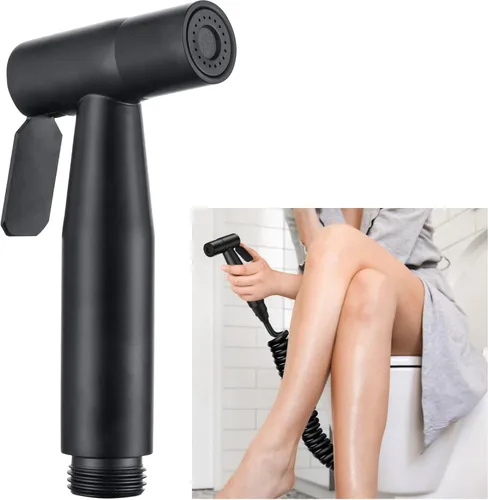 Pulverizador de Bidé de Mano para Inodoro, Accesorio de Rociador de Baño de Acero Inoxidable con Interfaz de Rosca G1/2 (20mm), Negro