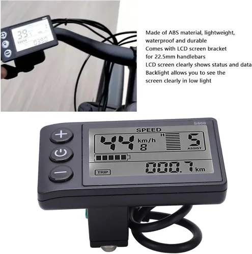 Miniatura 3 de Computadora de bicicleta, velocímetro de bicicleta S866, medidor de pantalla LCD, IP65, impermeable, odómetro de ciclismo, 24 V, 36 V, 48 V, panel