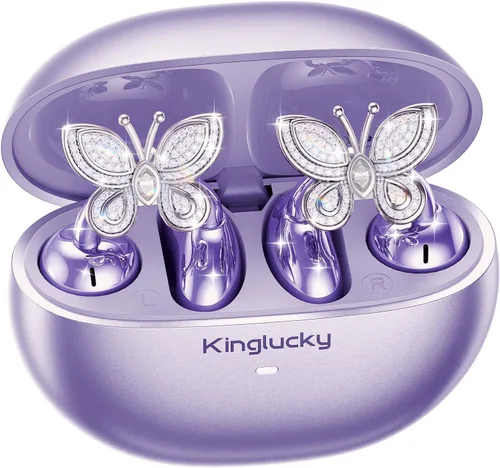 Miniatura 10 de Kinglucky Auriculares de oído abierto ClipFree con aretes de mariposa, auriculares ultracómodos y de ajuste seguro tipo clip, 50 horas de Oro rosa