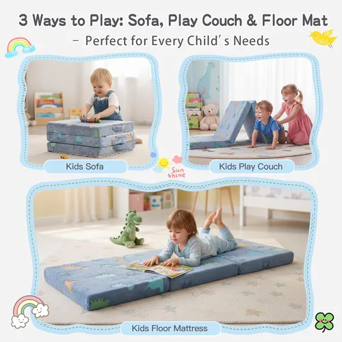Miniatura 3 de Tiita Colchón de suelo plegable para niños - Tapete para siesta que brilla en la oscuridad con bolsa de almacenamiento, almohadilla de suelo