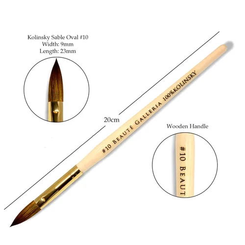 Miniatura 5 de Beaute Galleria Kolinsky Sable - Juego de 3 pinceles acrílicos ovalados para arte de uñas, pintura para detalles de manicura, bolígrafo para arte
