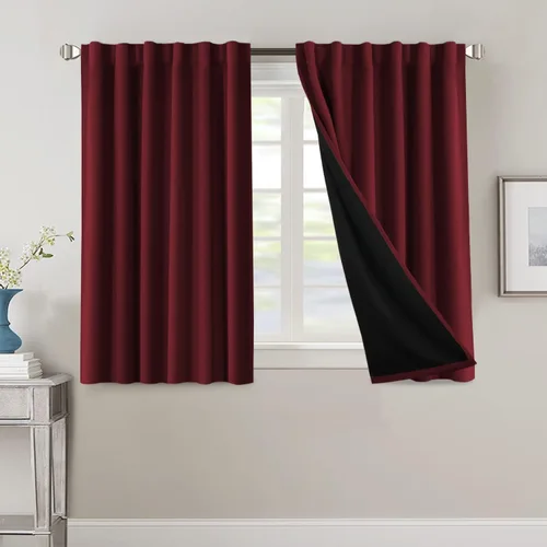 Miniatura 45 de H.VERSAILTEX Cortinas 100% opacas para dormitorio con forro negro, cortinas de oscurecimiento de habitación completa, con aislamiento térmico