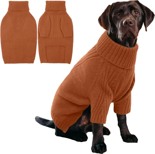 Miniatura 13 de IECOii Suéter extragrande para perro, suéteres térmicos cálidos para perros de raza gigante, ropa de punto, cuello alto de invierno, elástica