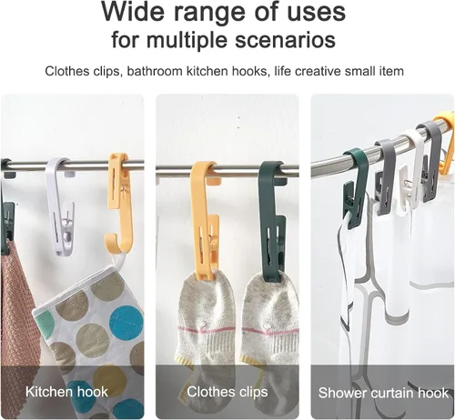 Miniatura 3 de Pinzas Grandes para Ropa Clips para Toallas, 4 Piezas Pinzas Multiusos para Ropa con Gancho, Colgador de Ropa de Plástico Resistente. Gancho en S