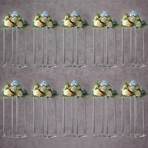 Miniatura 10 de YALLOVE Soporte acrílico para flores, juego de 2 pedestales transparentes, jarrones de 15.75 pulgadas de alto para bodas, eventos, fiestas
