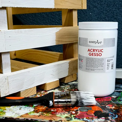 Miniatura 6 de Handy Art Gesso acrílico, 32 onzas, blanco, imprimación para lienzo, madera y superficies de pintura de artistas, mejora la adherencia de la pintura