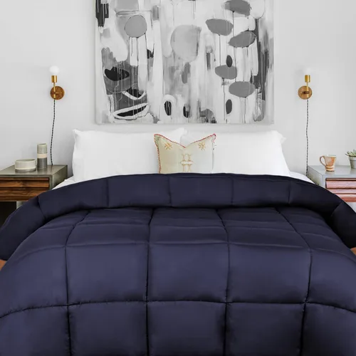 Miniatura 18 de Superior Edredón sólido de microfibra cepillada, ropa de cama alternativa de plumón, reversible, peso medio, esponjoso, decorativo, inserto