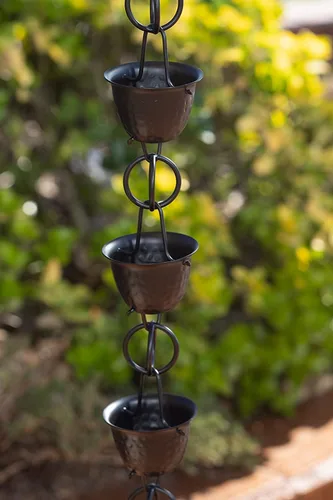 Miniatura 2 de Monarch Rain Chains Cadenas de lluvia martilladas de aluminio para canaletas – Extensión de 3 pies de extensión negra Cadena de lluvia decorativa