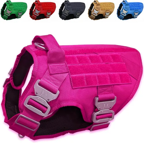 Miniatura 13 de Arnés táctico para perro con 4 hebillas de metal. Chaleco táctico para perro sin tirones con asa, arnés resistente para perros pequeños, chaleco