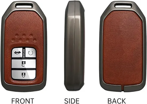 Miniatura 4 de ontto Funda de cuero para llavero de 360 grados de protección para Honda Civic Accord Pilot CRV HRV CRZ Fit Odyssey JED Crosstour Ridgeline Crider