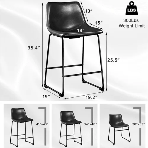 Miniatura 2 de LEMBERI Juego de 4 taburetes de bar de 26 pulgadas, modernos taburetes de bar de altura de mostrador, taburete de bar de piel sintética con respaldo