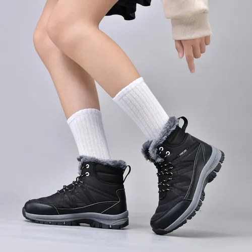 Miniatura 2 de MAIZUN Botas de invierno para mujer, con forro de piel cálida, botas de nieve impermeables de goma antideslizantes