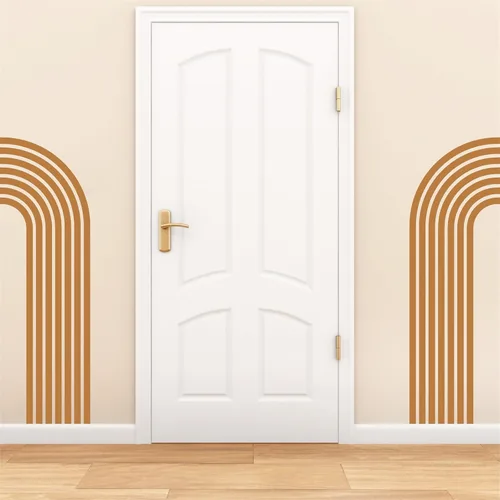 Miniatura 9 de Kazova - Calcomanía de arco de pared marrón - Grandes calcomanías modernas de estilo boho para cabecero, abstractas, retro, para despegar y pegar