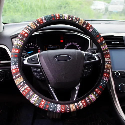 Miniatura 9 de Funda de volante para mujeres estilo bohemio, fundas universales para volante, protector, accesorios de automóvil para coche 15 pulgadas