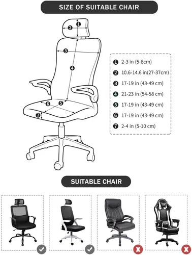 Miniatura 3 de FORCHEER Juego de fundas ergonómicas para sillas de oficina con funda para reposacabezas, repelente al agua para silla ejecutiva de oficina Gris