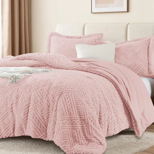 Miniatura 13 de Homelike Moment - Juego de edredón esponjoso tamaño individual, color gris, cálido, para cama individual, juego de ropa de cama para invierno