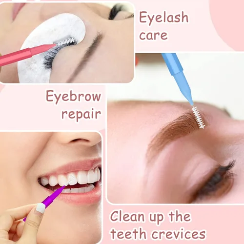 Miniatura 6 de 50 cepillos de cejas para cejas, cepillo multifuncional para peine de pestañas con tapa, herramienta portátil para cejas, brochas de cejas