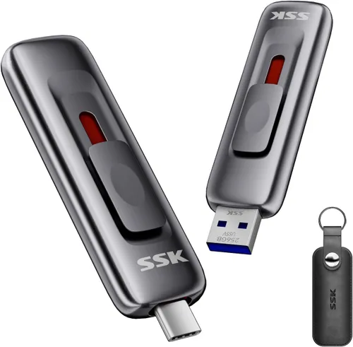Miniatura 8 de SSK USB Drive 128GB, hasta 560 MB/s Velocidad de Lectura Pendrive, Memoria Rápida con USB 3.2 Gen 2 Dual Deslizante FlashDrive Tipo-c +A? SSD