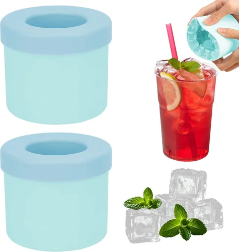 Miniatura 10 de LUEXBOX – Molde para cubitos de hielo en cilindro, bandejas para hielo de silicona, cubeta de hielo portátil, molde para hielo de liberación fácil