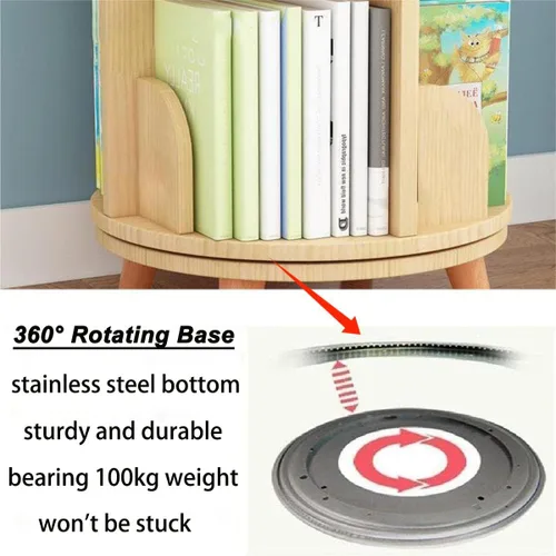 Miniatura 5 de Gdrasuya10 Estantería giratoria de 4 niveles para niños, estantería giratoria de 360 grados, estantería apilable para libros, estante