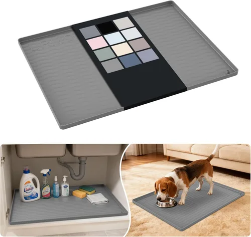 Miniatura 55 de URMONA Tapete de silicona impermeable para debajo del fregadero, 34 x 22 pulgadas, forro para estante de cocina y baño, protector de gabinetes