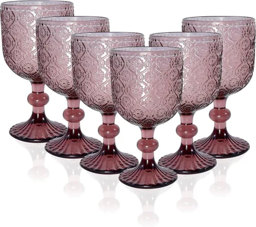 Miniatura 15 de CHLJAR Hobnail - Juego de 6 vasos para beber, juego de cristalería vintage de 14 onzas, vaso de agua verde en relieve para cerveza, jugo, cóctel