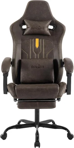 Miniatura 11 de Silla de juegos con reposapiés, silla ergonómica para computadora, cojín lumbar de masaje, silla de videojuegos de carreras, silla reclinable