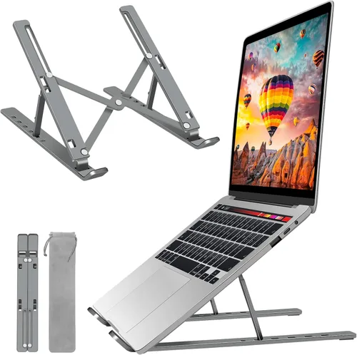 Miniatura 8 de Soporte para laptop, soporte para tableta de computadora, soporte plegable de aluminio ajustable para laptop, compatible con MacBook Air Pro
