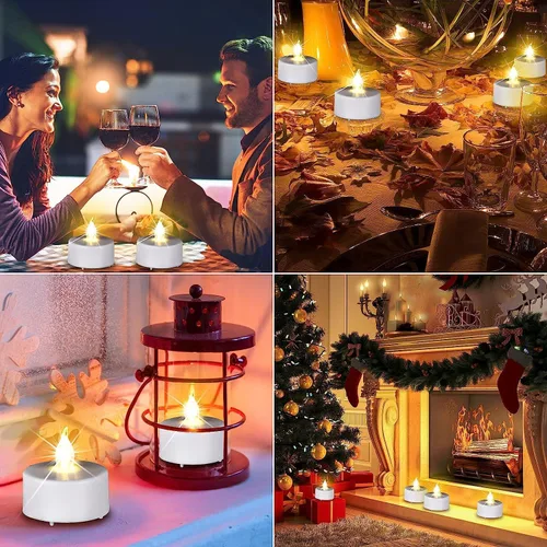 Miniatura 5 de Velas LED sin llama de luz de té: paquete de 24 con control remoto, duración de más de 400 horas, velas LED con batería para decoración del hogar